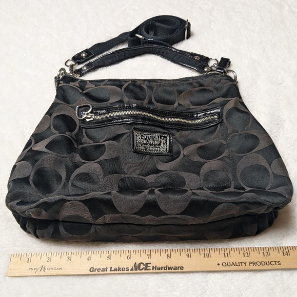 Coach Poppy black and brown women's shoulder bag with removable adjustable strap - Picture 12 of 13